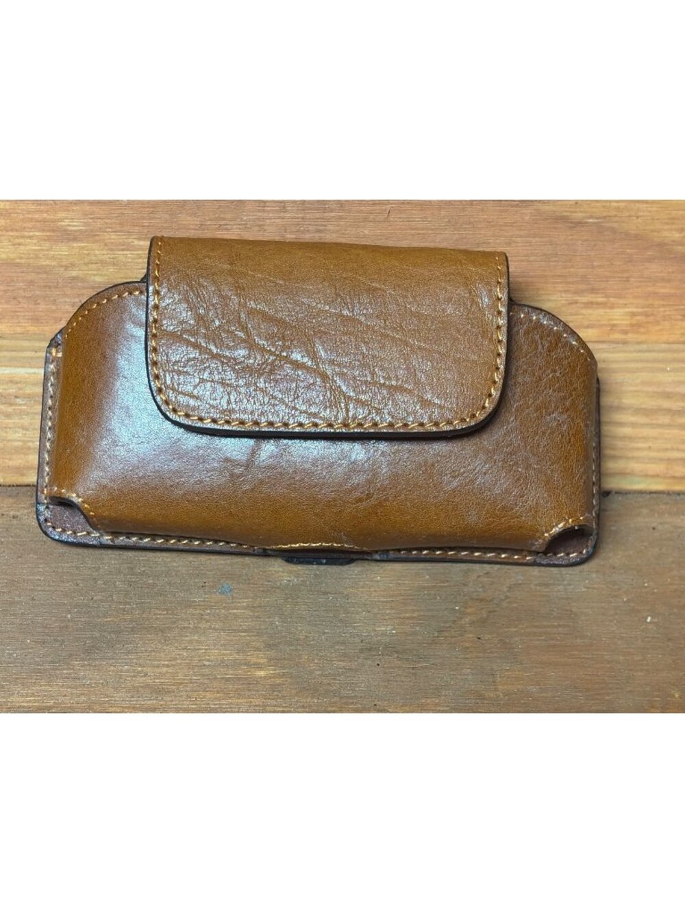 Leather Cell Phone Holster Case Magnetic Closure Belt Clip Brown Genuine Leather